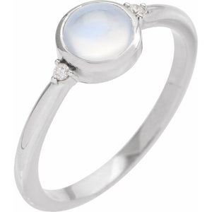 14K Gold Turquoise and Diamond Bezel-Set Cabochon Ring