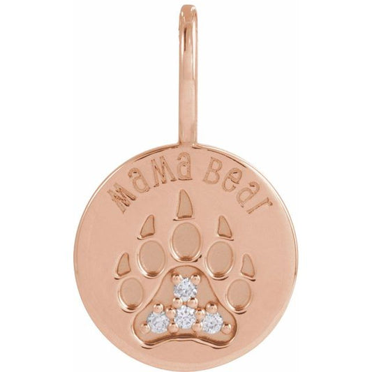 Natural Diamond Mama Bear Pendant