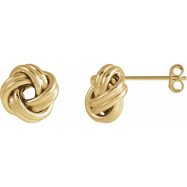 14K Yellow Gold 8 mm Polished Knot Earrings – Elegant Design