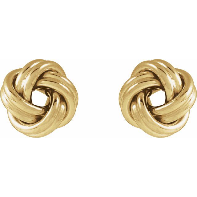 14K Yellow Gold 8 mm Polished Knot Earrings – Elegant Design