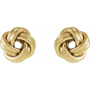 14K Yellow Gold 8 mm Polished Knot Earrings – Elegant Design