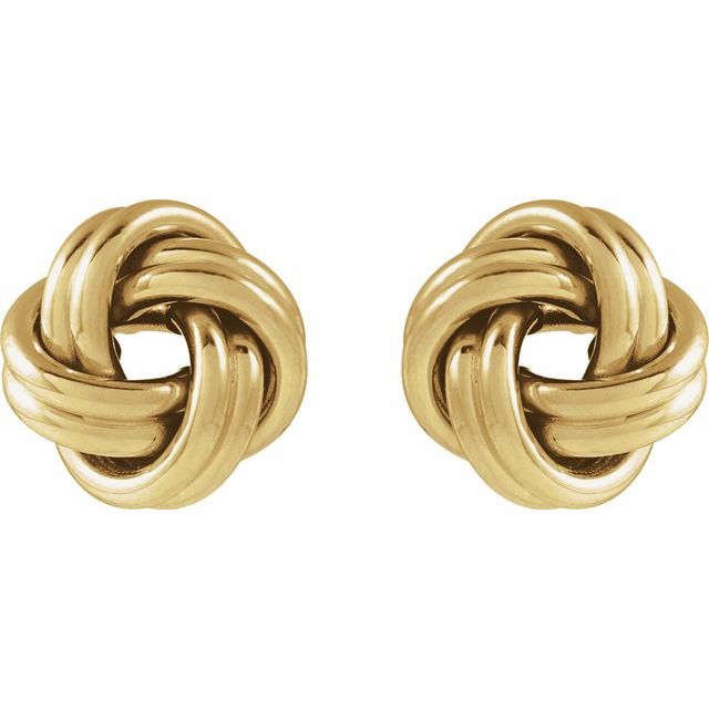 14K Yellow Gold 8 mm Polished Knot Earrings – Elegant Design