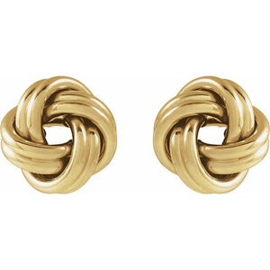 14K Yellow Gold 8 mm Polished Knot Earrings – Elegant Design