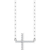 14K White Gold .08 CTW Natural Diamond Sideways Cross Necklace 18