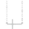 14K White Gold .08 CTW Natural Diamond Sideways Cross Necklace 18