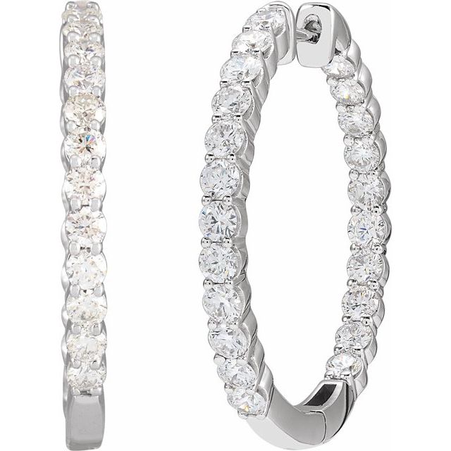 14K Gold 1/2 CTW Natural Diamond 19.3 mm Hinged Hoop Earring