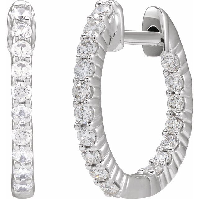 14K Gold 1/2 CTW Natural Diamond 19.3 mm Hinged Hoop Earring