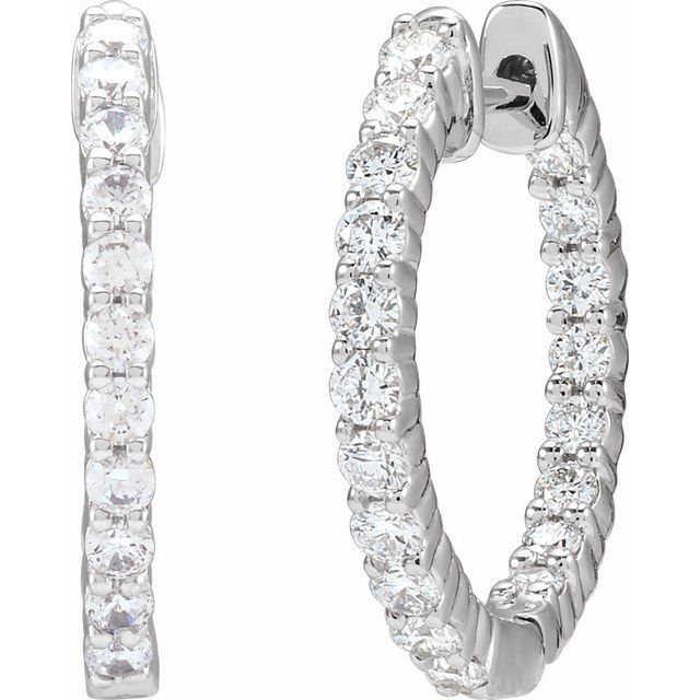 14K Gold 1/2 CTW Natural Diamond 19.3 mm Hinged Hoop Earring