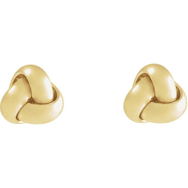 14K Yellow Gold 10 mm Polished Knot Earrings - Elegant Design