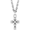 14K White Gold 12.3x6 mm Beaded Cross Necklace - Elegant Design