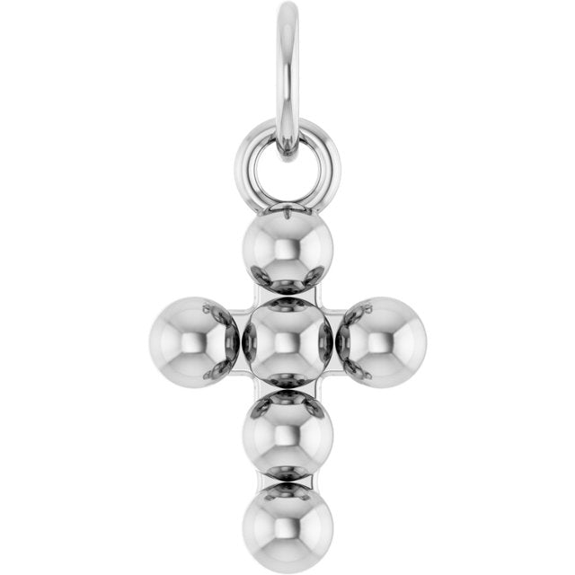 14K Yellow Gold Beaded Cross Pendant - Elegant Design