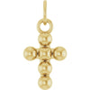 14K Yellow Gold Beaded Cross Pendant - Elegant Design