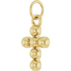 14K Yellow Gold Beaded Cross Pendant - Elegant Design