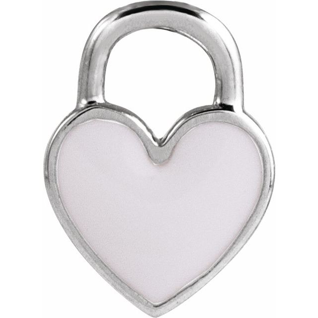 14K Gold White Enamel Heart Pendant