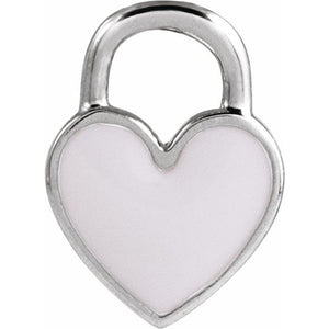 14K Gold White Enamel Heart Pendant