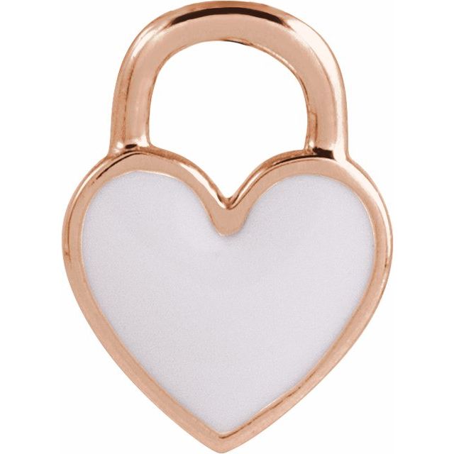 14K Gold White Enamel Heart Pendant