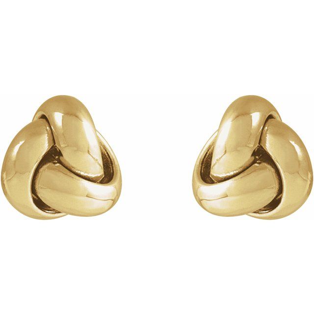 14K Yellow Gold 10 mm Polished Knot Earrings - Elegant Design