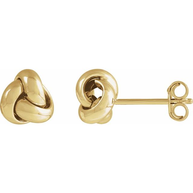 14K Yellow Gold 10 mm Polished Knot Earrings - Elegant Design