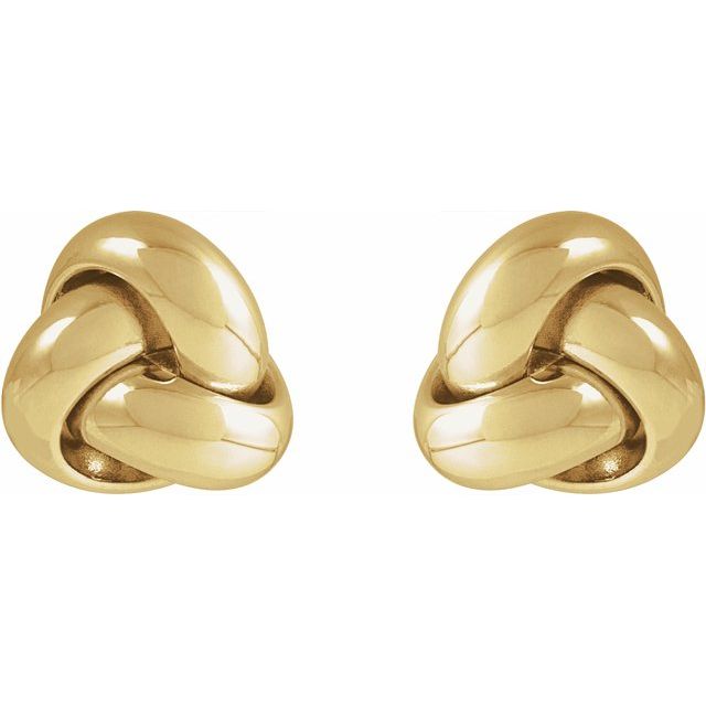 14K Yellow Gold 10 mm Polished Knot Earrings - Elegant Design