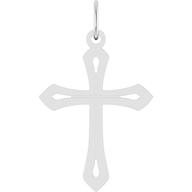 14K White Gold Polished Cross Pendant - 25.1 x 15 mm