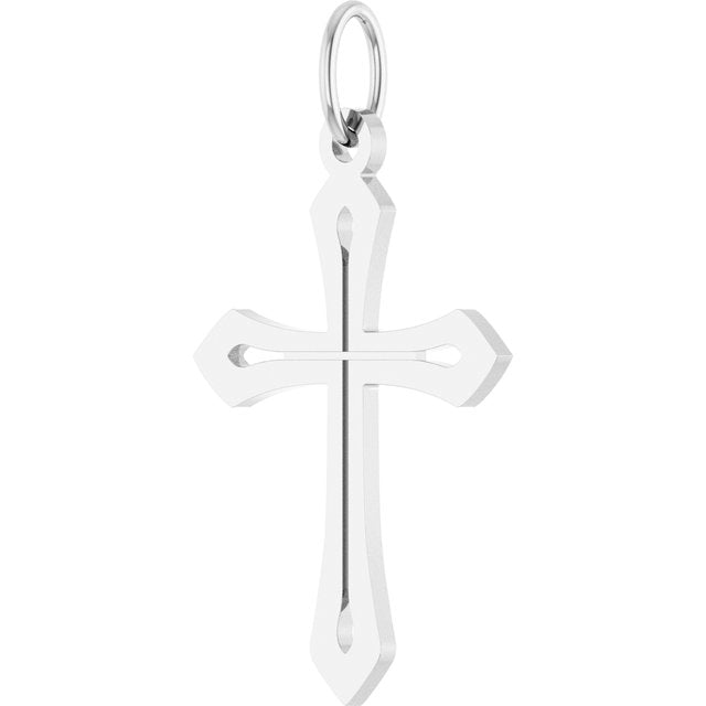 14K White Gold Polished Cross Pendant - 25.1 x 15 mm