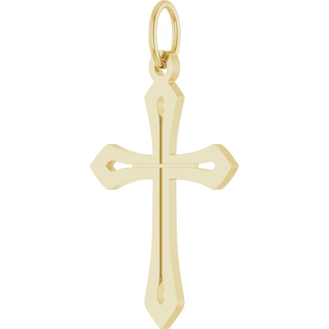 14K White Gold Polished Cross Pendant - 25.1 x 15 mm