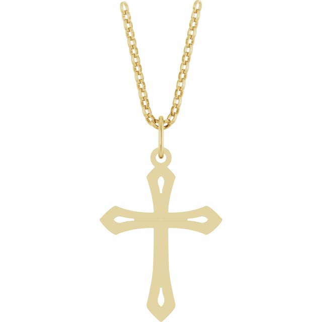 14K White Gold Cross Necklace, 25.1x15 mm - Timeless Elegance