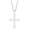 14K White Gold Cross Necklace, 25.1x15 mm - Timeless Elegance