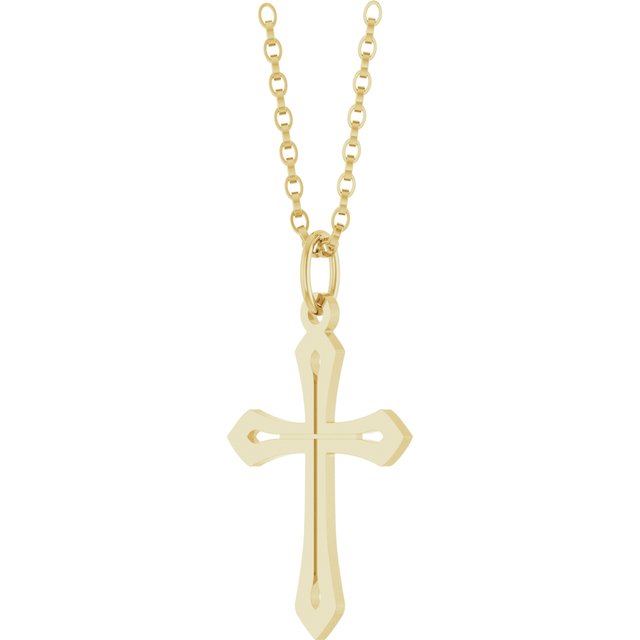 14K White Gold Cross Necklace, 25.1x15 mm - Timeless Elegance