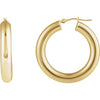 14K Yellow Gold 30 mm Polished Hoop Earrings - Elegant Design