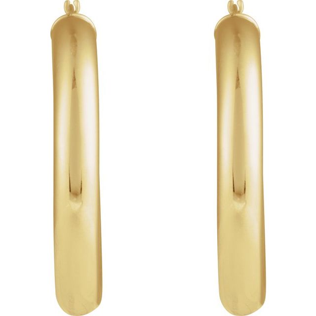 14K Yellow Gold 30 mm Polished Hoop Earrings - Elegant Design