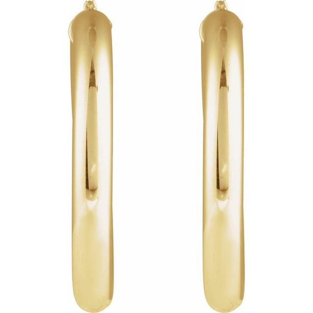 14K Yellow Gold 30 mm Polished Hoop Earrings - Elegant Design