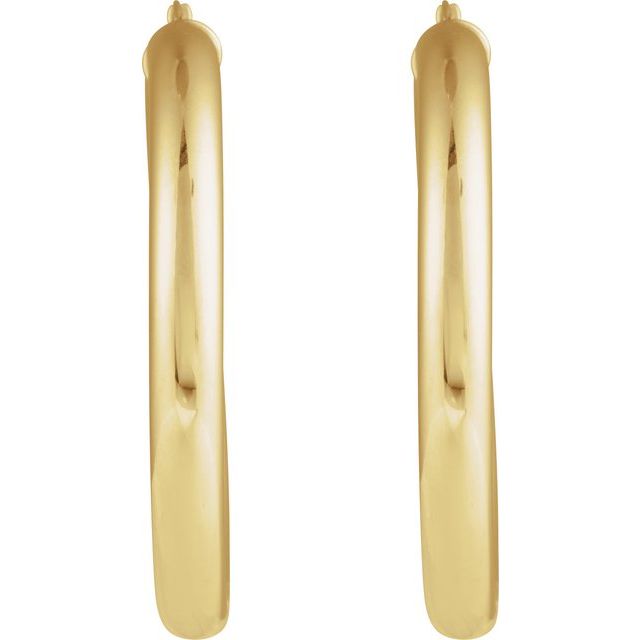 14K Yellow Gold 30 mm Polished Hoop Earrings - Elegant Design