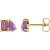 14K White Gold Natural Pink Tourmaline & Amethyst Stud Earrings