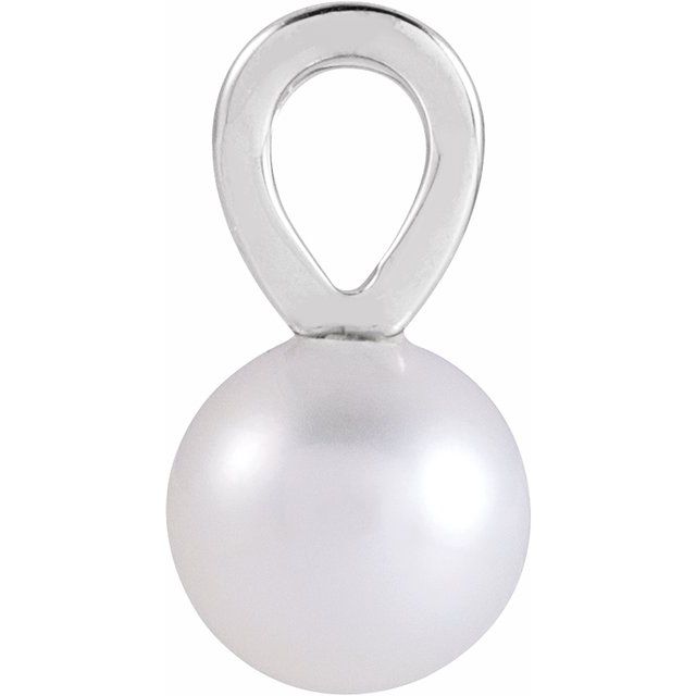 14K Gold 8 mm Cultured White Akoya Pearl Pendant - Polished