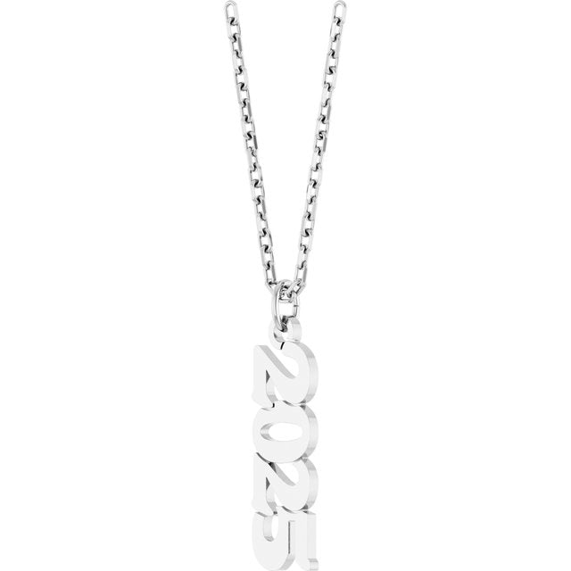 14K White Gold 19.1x5.4 mm Petite Necklace - Elegant Design