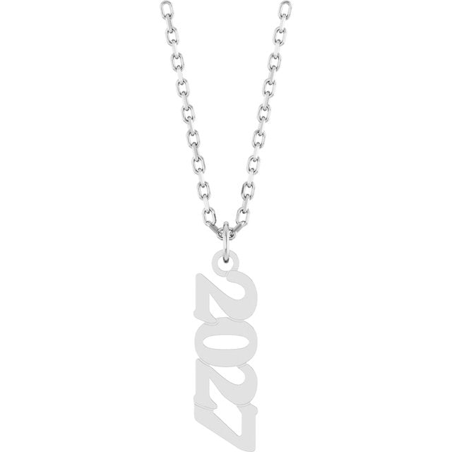 14K White Gold 19.1x5.4 mm Petite Necklace - Elegant Design