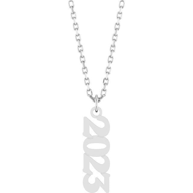 14K White Gold 19.1x5.4 mm Petite Necklace - Elegant Design