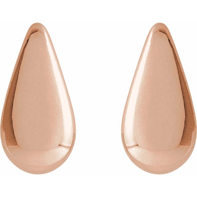 14K Rose Gold Polished Teardrop Stud Earrings