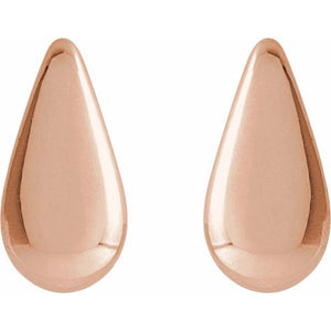 14K Rose Gold Polished Teardrop Stud Earrings