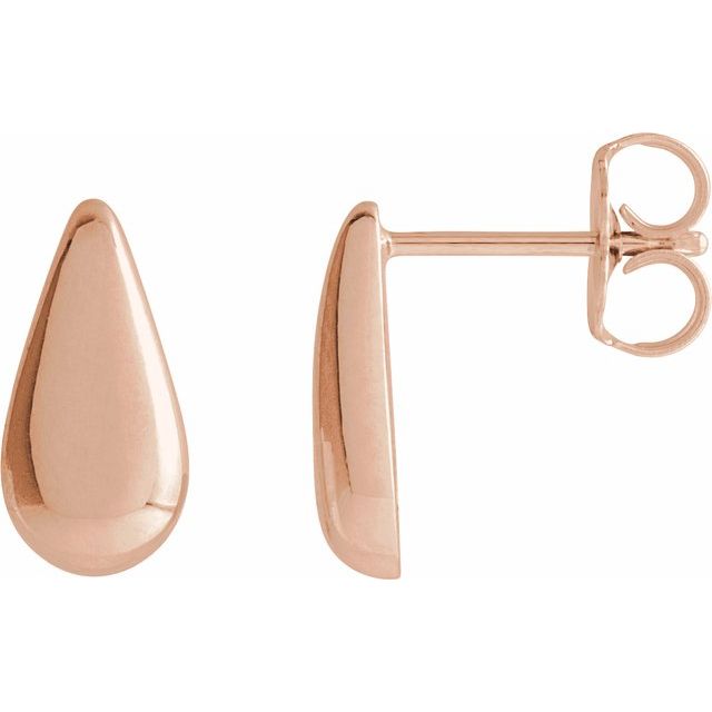 14K Rose Gold Polished Teardrop Stud Earrings