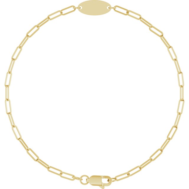 14K Gold Engravable Oval Bracelet - Options Available