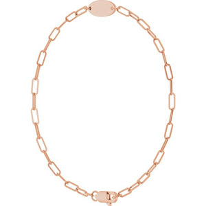 14K White Gold Engravable 7x5 mm Oval Bracelet - Personalized Luxury
