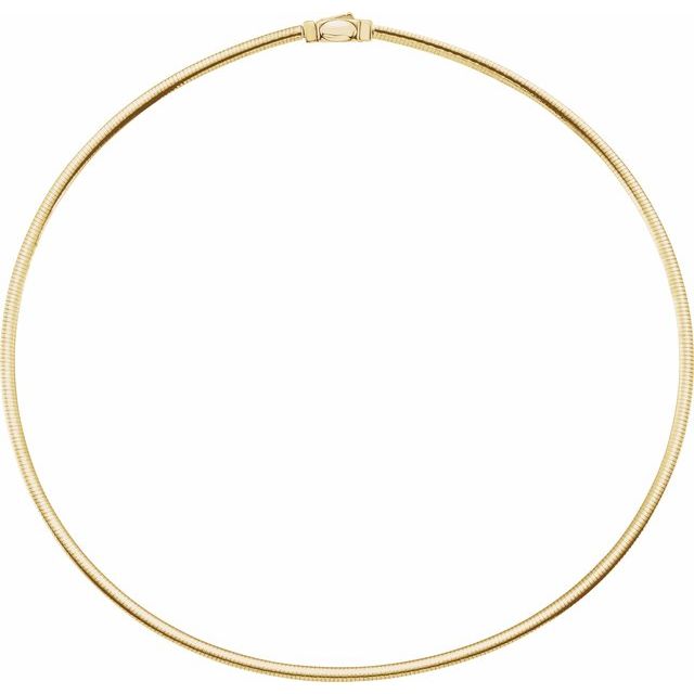 14K Yellow Gold 3 mm Reversible Omega Chain - 7 Inch Elegance