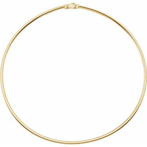 14K Yellow Gold 3 mm Reversible Omega Chain - 7 Inch Elegance