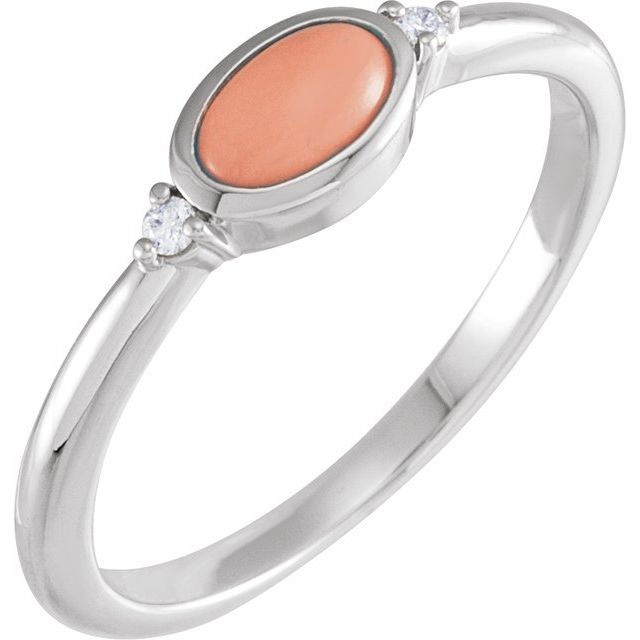 14K Gold Turquoise and Diamond Bezel-Set Cabochon Ring