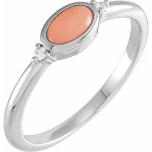 14K Gold Turquoise and Diamond Bezel-Set Cabochon Ring
