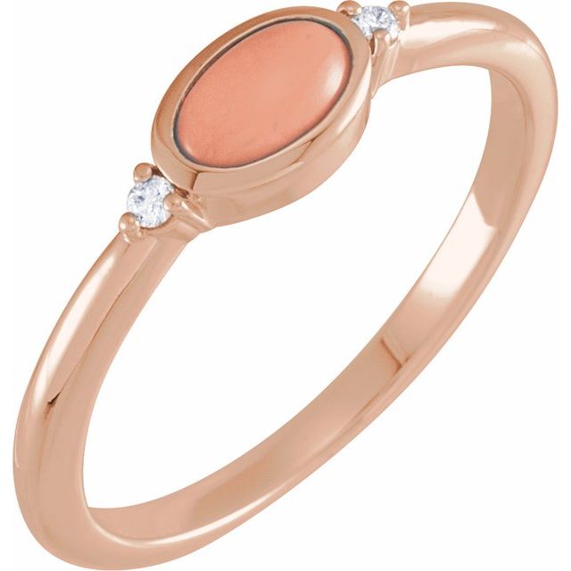 14K Gold Turquoise and Diamond Bezel-Set Cabochon Ring