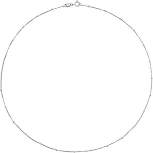14K Yellow Gold 1 mm Beaded Curb Chain - 16 Inch Luxury Jewelry