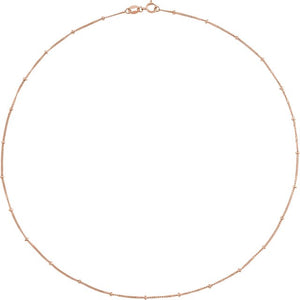 14K Yellow Gold 1 mm Beaded Curb Chain - 16 Inch Luxury Jewelry